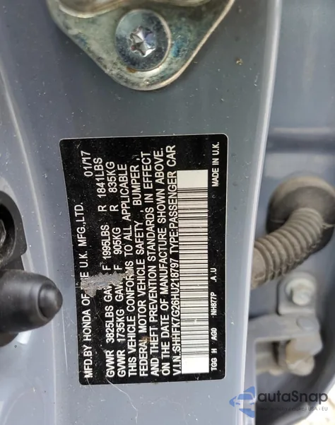 2017 Honda Civic Lx from USA, damaged, VIN SHHFK7G26HU218797